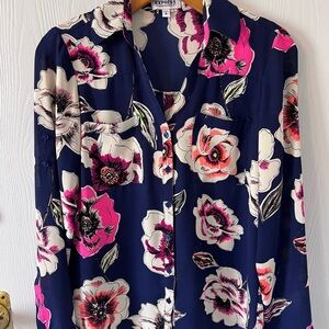 Express Women's Floral Navy Blouse